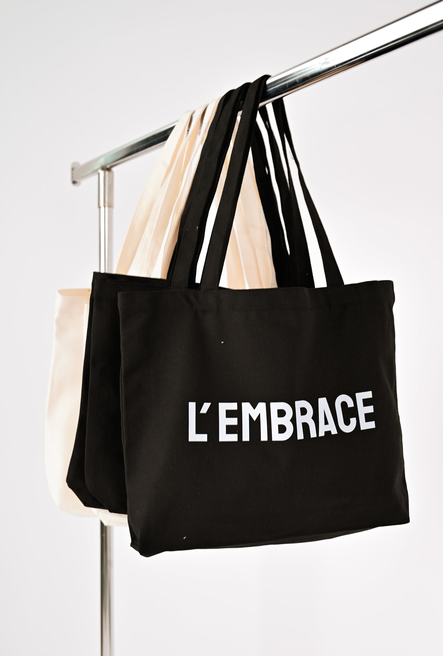 L' EMBRACE Tote Bag - Black Cotton