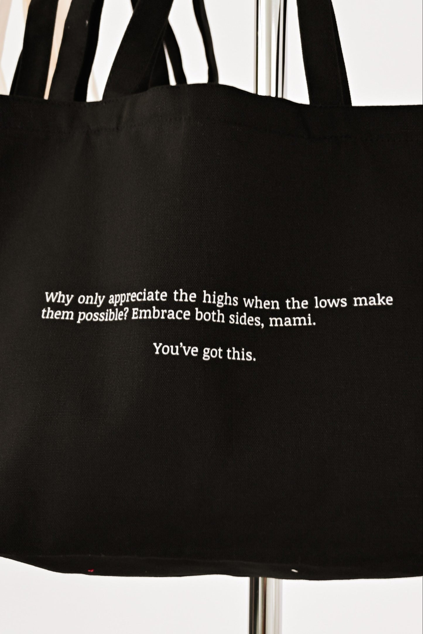 L' EMBRACE Tote Bag - Black Cotton