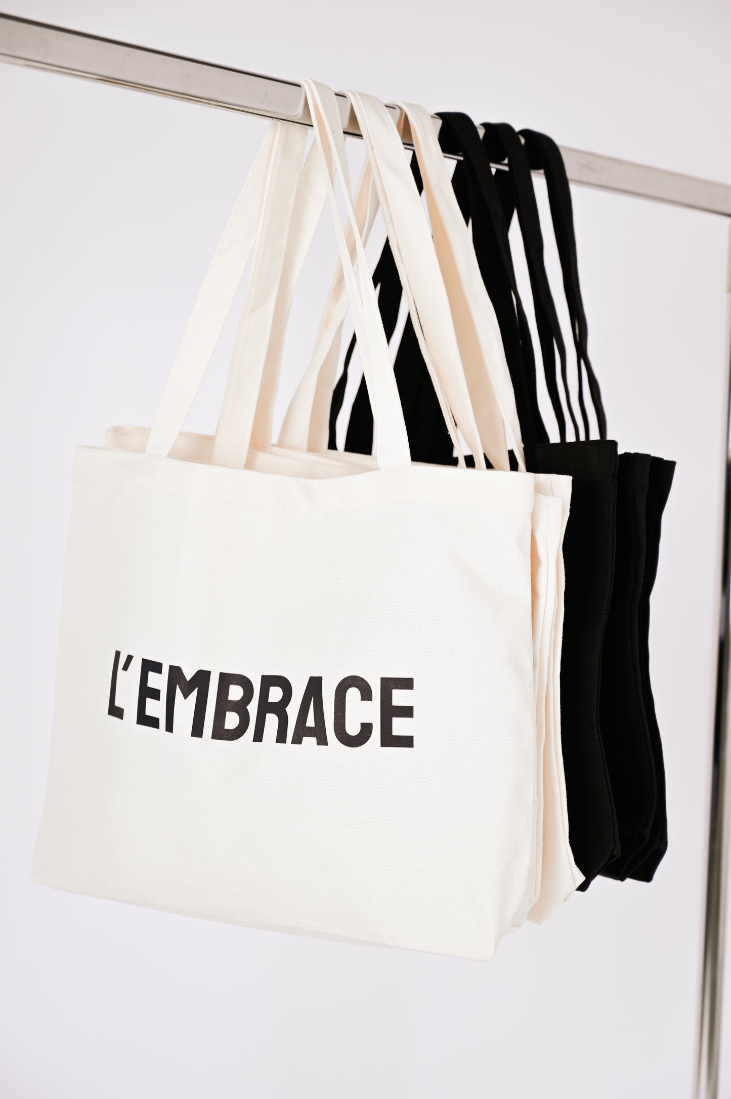 L' EMBRACE Tote Bag - Black Cotton